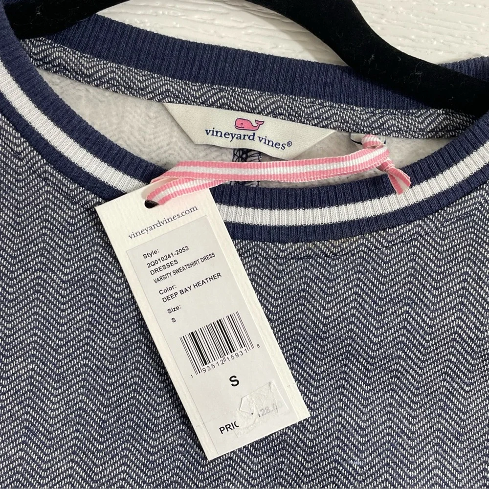 NWT Vineyard Vines Varsity Sweatshirt Dress Women's SMALL Long Sleeve Blue‎ - Picture 5 of 8